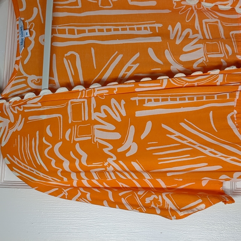 Blue Island Orange Duster Beach Swim Cruise Cover up - Picture 4 of 16